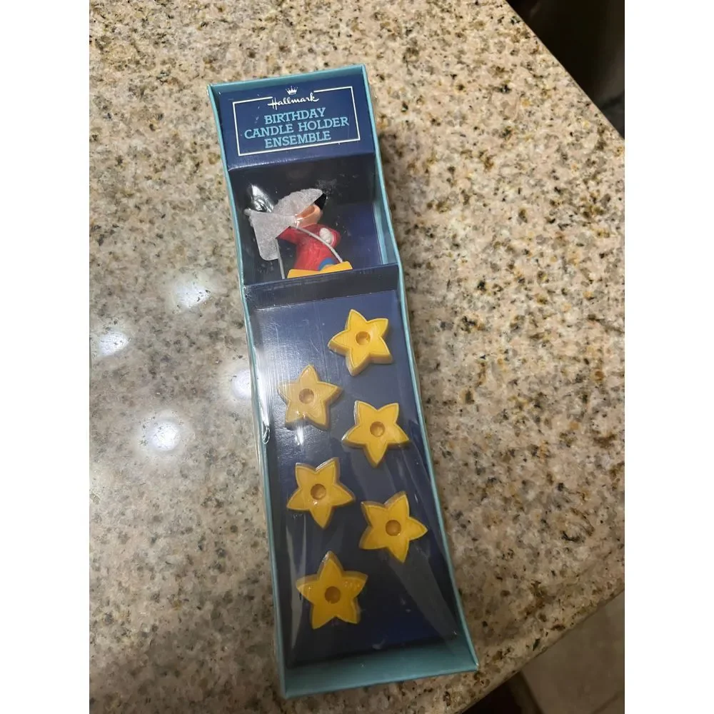 NEW Vintage 1982 Hallmark Mickey Mouse Birthday Candle Holder‎ Ensemble